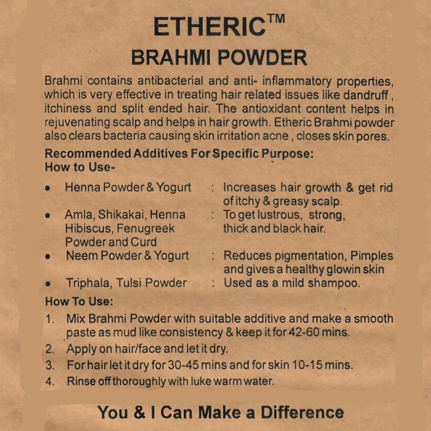 Etheric Brahmi Powder – Herbal Scalp & Hair Care Treatment