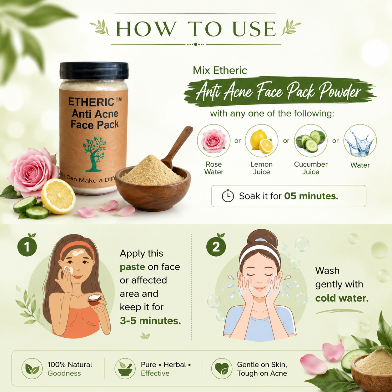 Etheric Anti Acne Face Pack – Natural Herbal Skin Clarifying Treatment