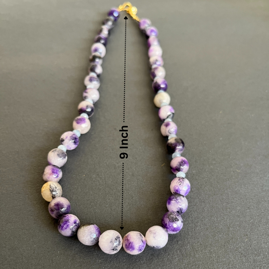 Blue Moonstone Beads Necklace Single Line with Earring by Etheric Jewels (Free Shipping)