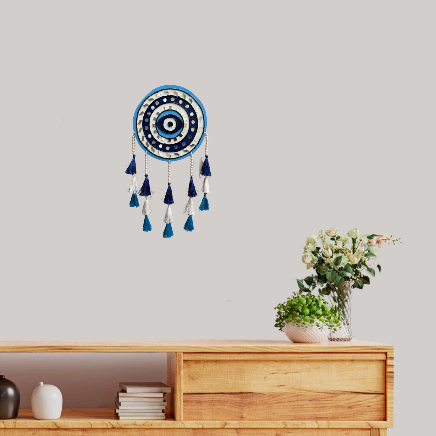 Etheric Art's Evil Eye Decorative Wall Plate for Protection and Positivity, Made using Lippon art techniques (Free Shipping)