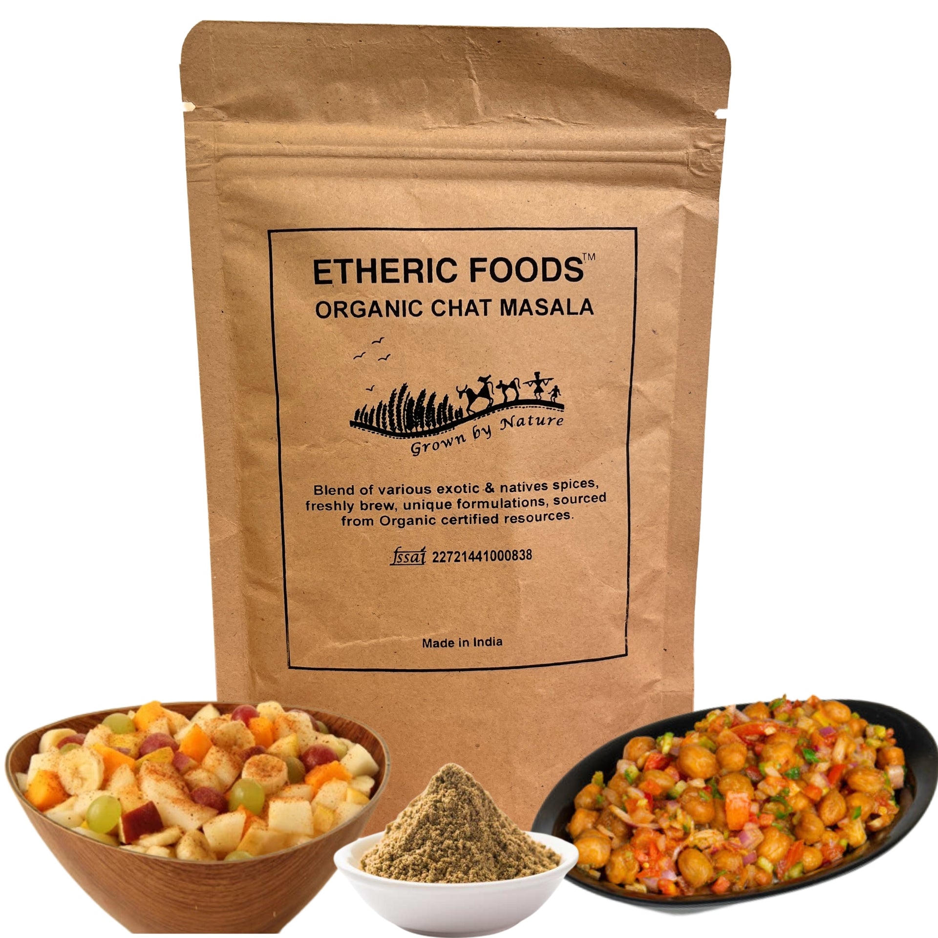 Etheric Foods Organic Chat Masala (100 gm) 100% Organic & Natural with no added preservatives, fragrances or colour