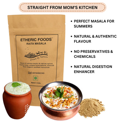 Etheric Foods Organic Raita / Dahi Bhalla Masala – Jeera Infused Traditional Seasoning Blend (100 gm)