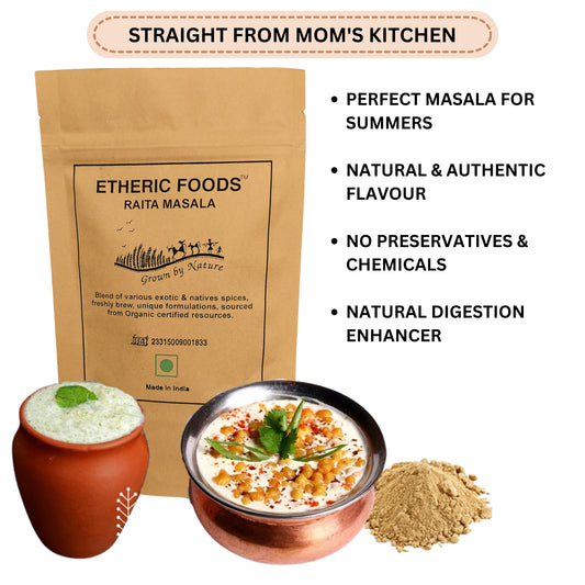 Etheric Foods Organic Raita / Dahi Bhalla Masala – Jeera Infused Traditional Seasoning Blend (100 gm)