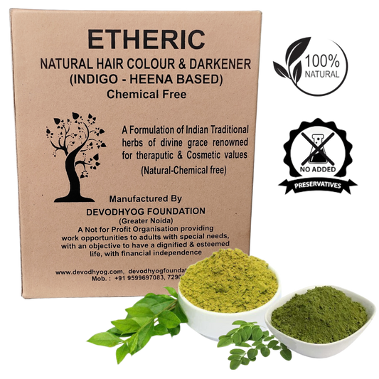 Etheric Ammonia Free & PPD Free Indigo-Henna Hair Dye | 100% Pure Chemical Free Natural Hair Color for Men & Women | Safe for Sensitive Scalp
