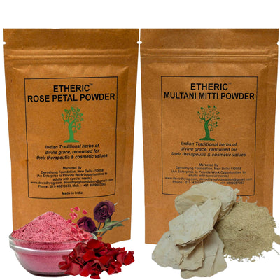 Etheric Rose Petal & Multani Mitti Combo – Herbal Face Pack for Glowing Skin