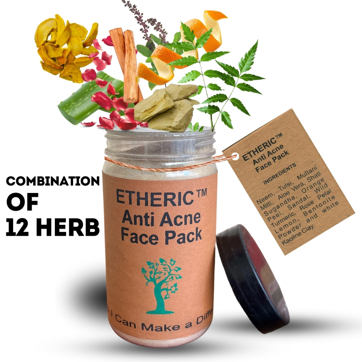 ETHERIC Anti Acne Face Pack - 100 gms (Natural Chemical Free) for Skin fair & Smoothening