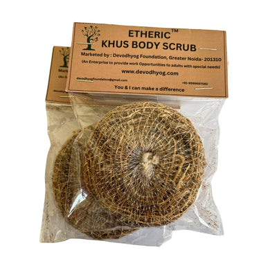ETHERIC Natural Vetiver (Khus) Root Bath Scrub – Pack of 2