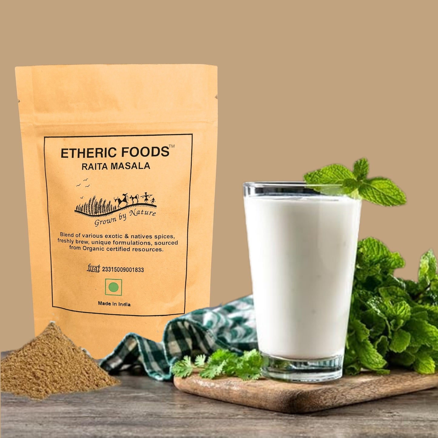 Etheric Foods Organic Raita / Dahi Bhalla Masala – Jeera Infused Traditional Seasoning Blend (100 gm)