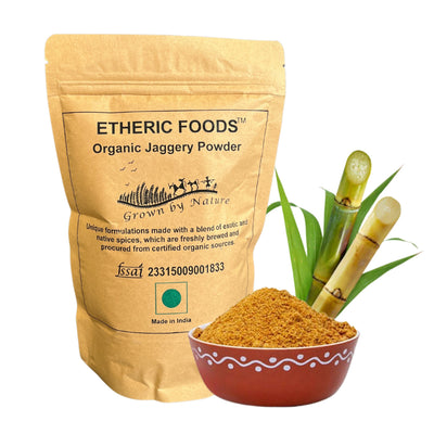 Etheric Foods Organic Jaggery Powder - 500g, Pure & Natural, No Chemical Additives, Rich in Vitamins & Minerals, A Healthy Sugar Substitute