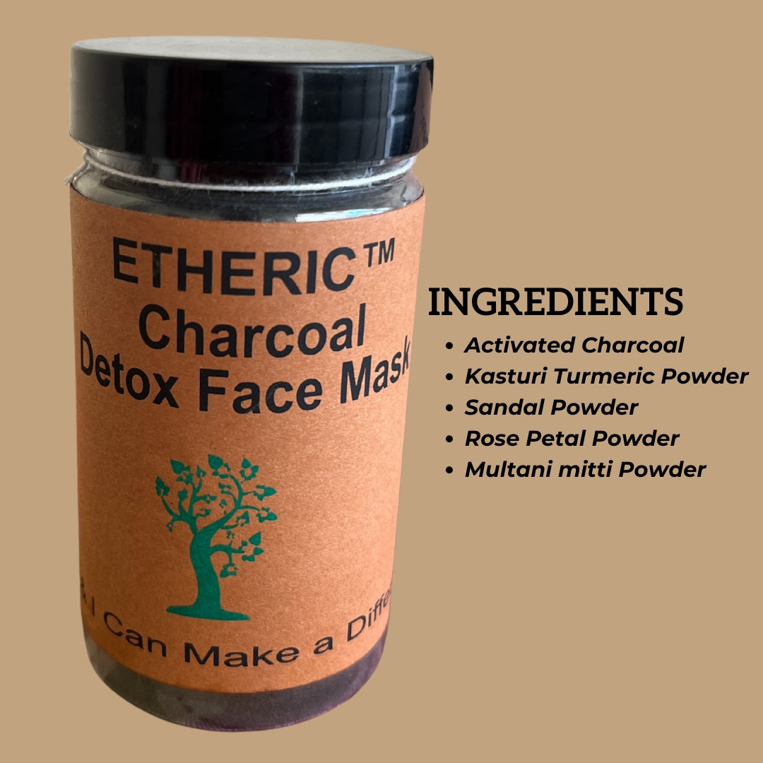 Etheric Charcoal Detox Face Mask for Detoxification, Anti ageing, Treats Acne & Removes Blackheads (Wt. 100 gm) Free Shipping