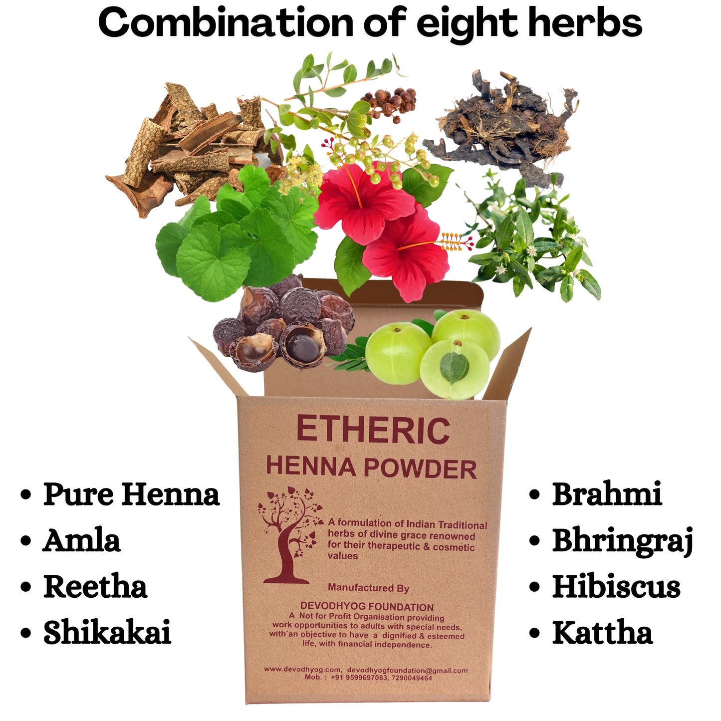 Etheric Organic Herbal Henna Powder – Natural Hair Color & Conditioning Treatment