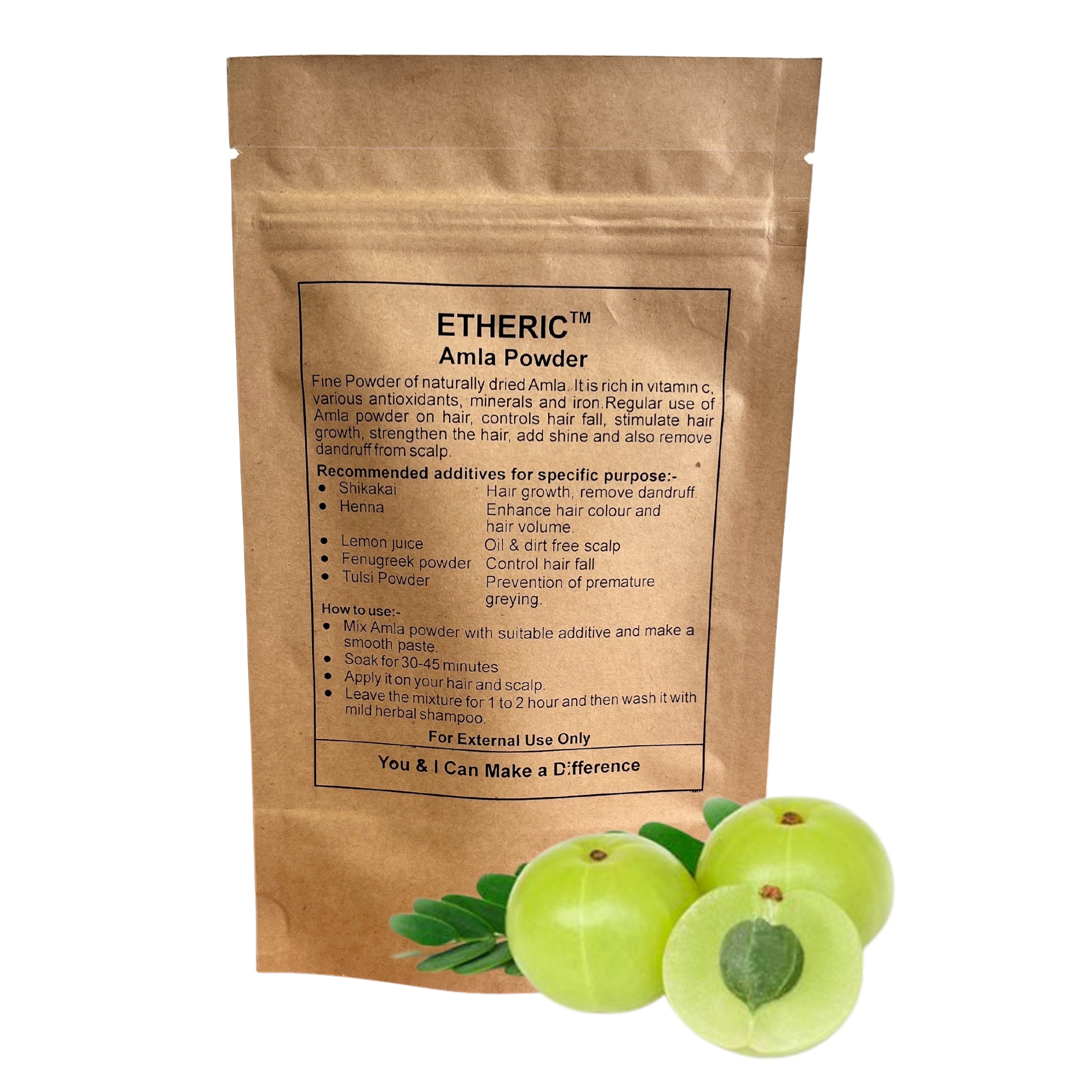 Etheric Amla Powder (Hair Strengthening & Growth) -150 gm  ''100% Herbal and natural''