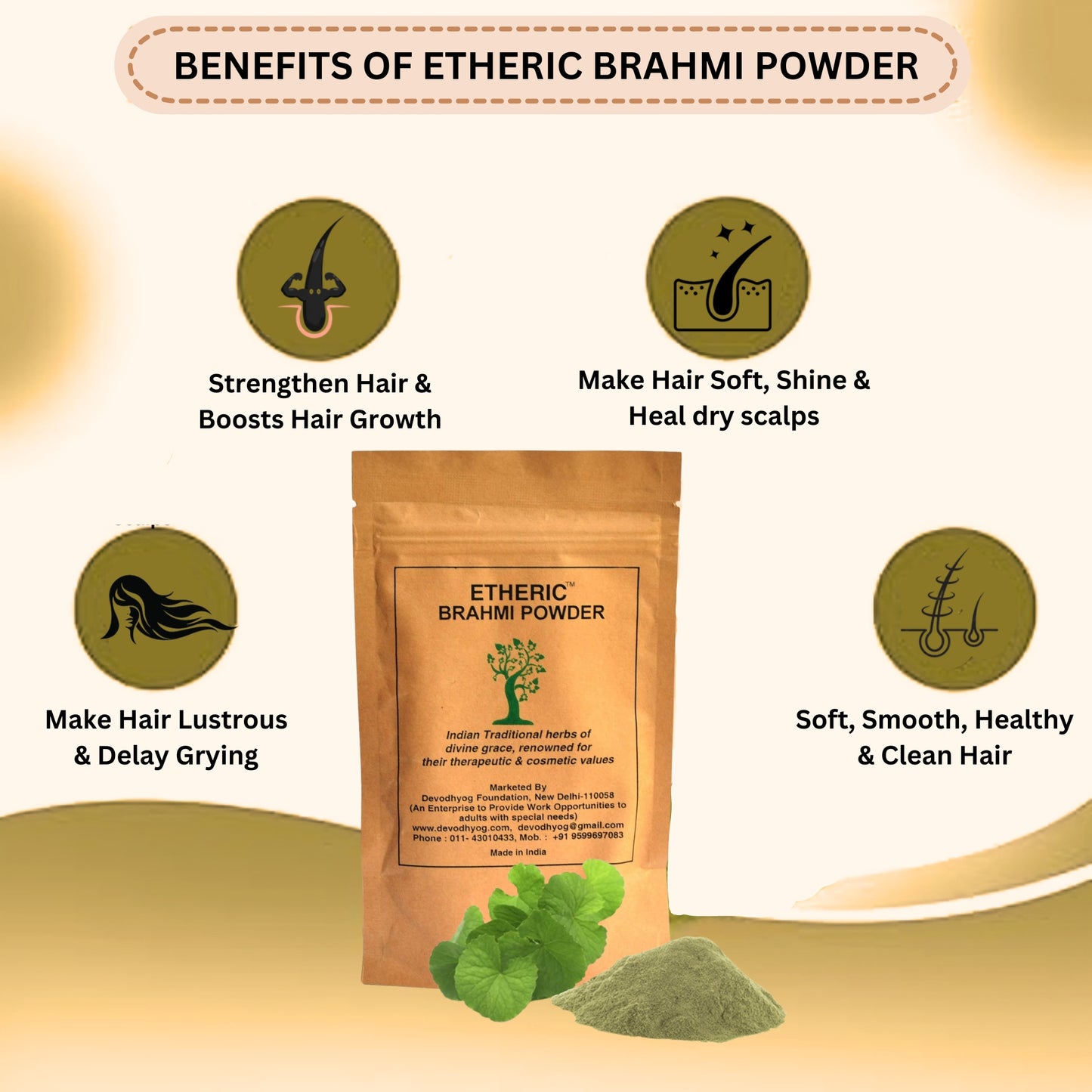 Etheric Brahmi Powder – Herbal Scalp & Hair Care Treatment