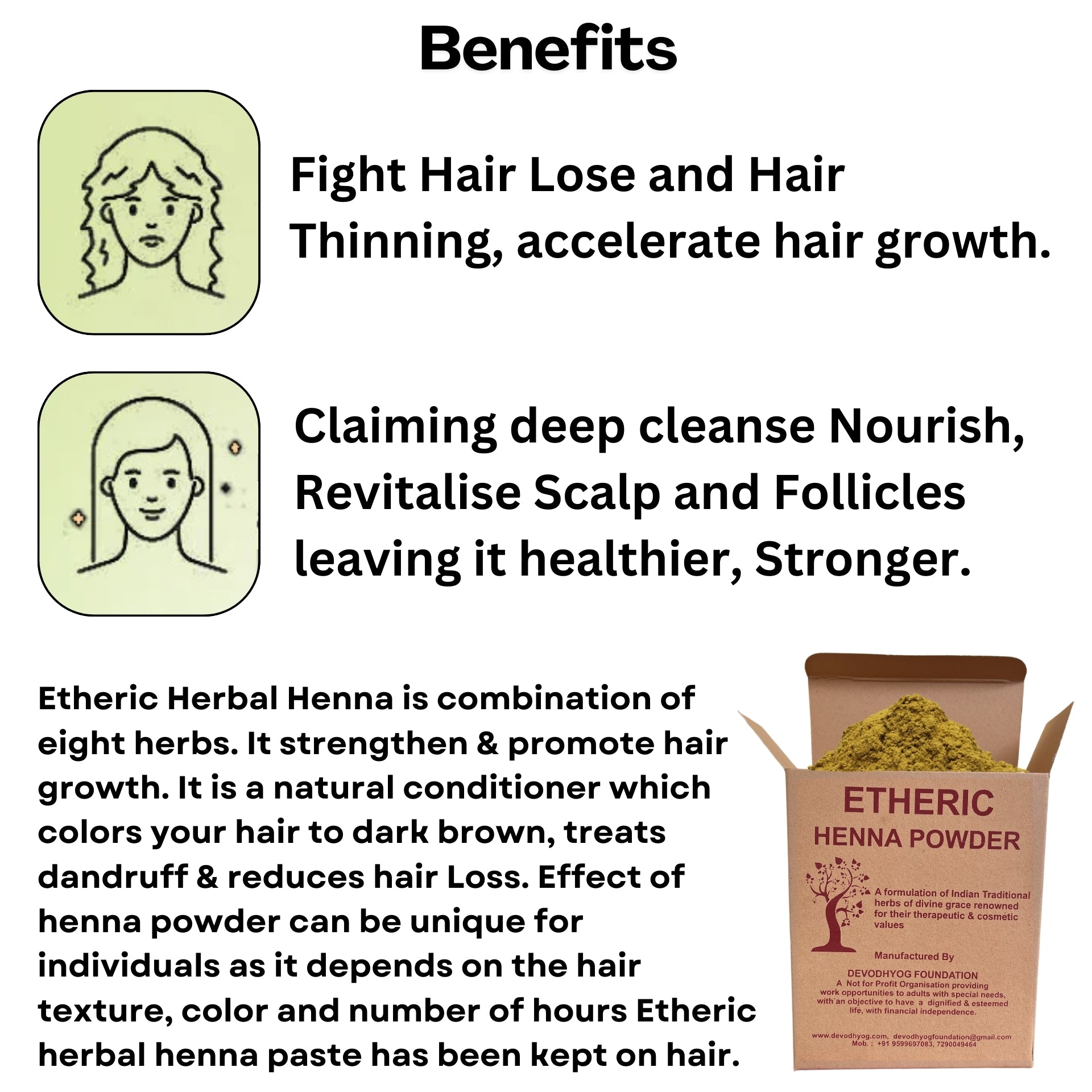 Etheric Organic Herbal Henna Powder (200 gm) Enriched With Precious Herbals For Hair Growth, Colour & Conditioning