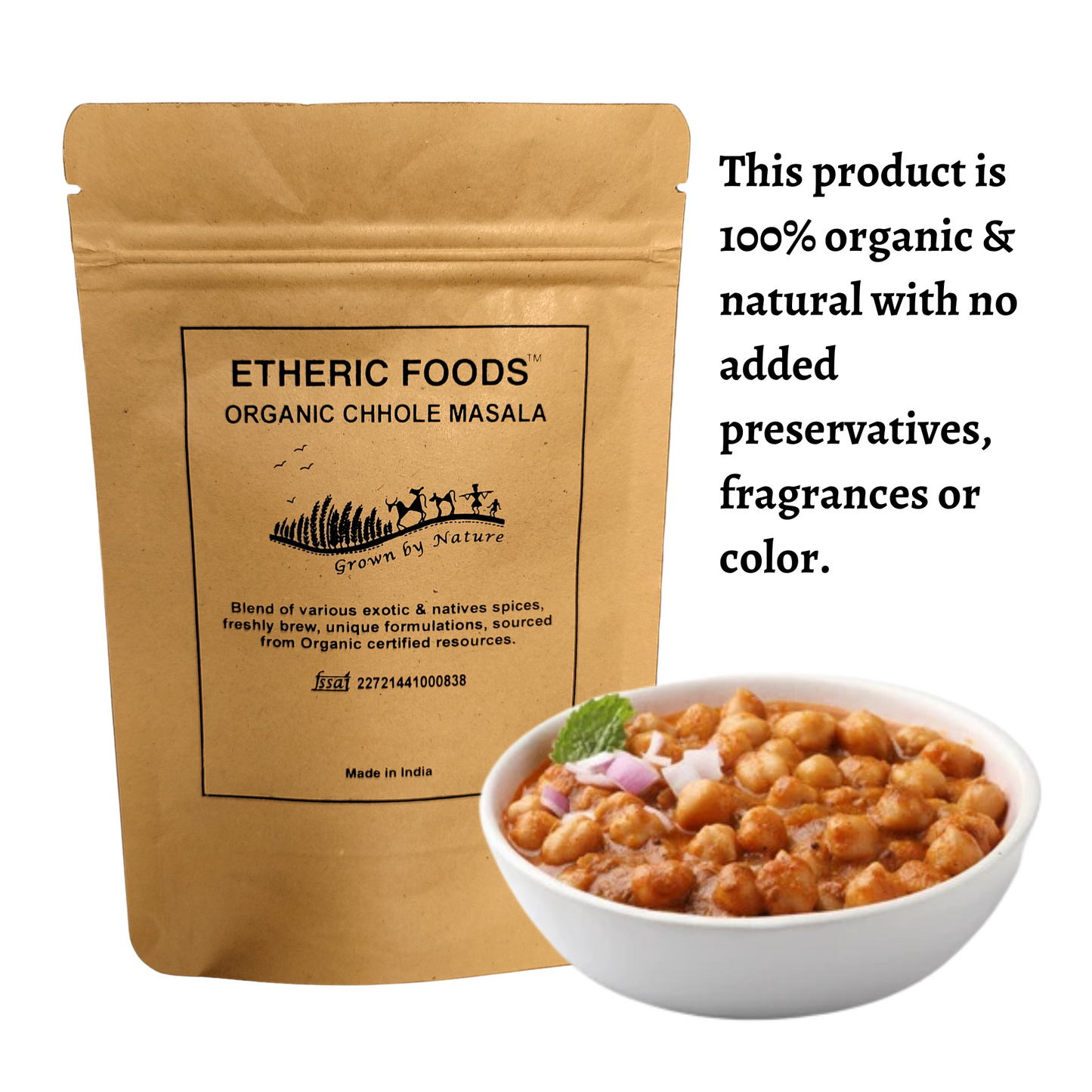Etheric Foods Chhole Chana Masala – Pure & Organic Indian Spice Blend