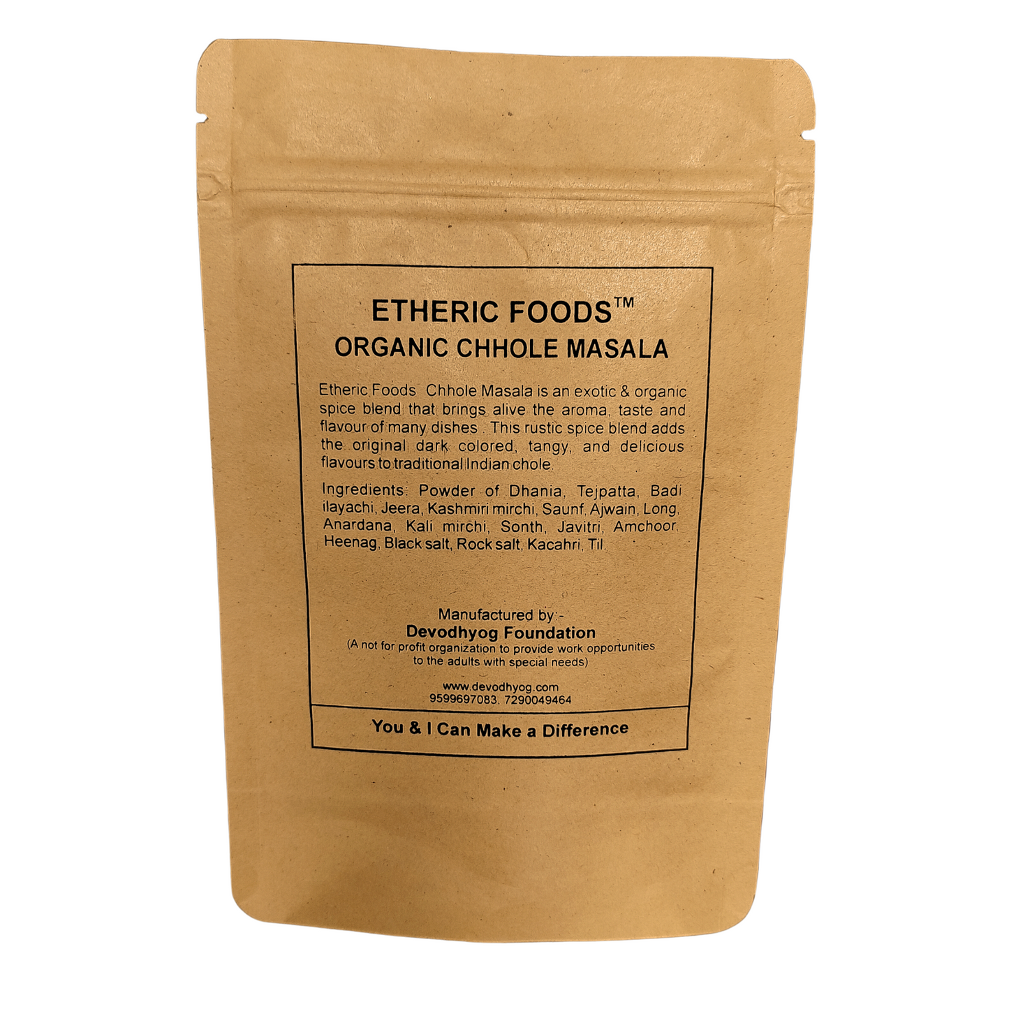 Etheric Foods Chhole Chana Masala – Pure & Organic Indian Spice Blend