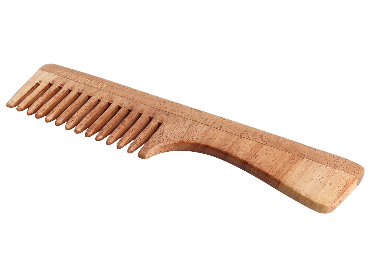 Etheric Pure Neem Wooden Comb -For Multi-Actions - Detangling, Frizz Control & Shine Suited For All Hair Types (Fine  Tooth) with Handle