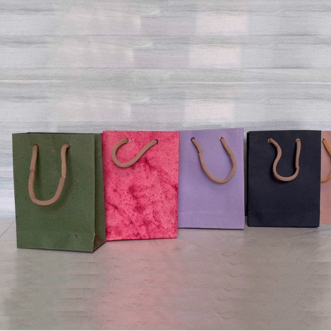 Etheric Handmade Paper Bags (Pack of 5) for Thankyou gift, wedding, birthday, corporate gifting, all occasion gift bag (size 7x5x2 in)