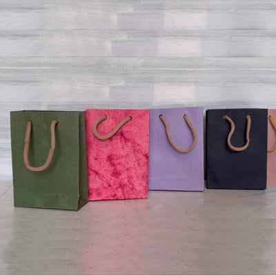 Etheric Handmade Paper Bags (Pack of 5) for Thankyou gift, wedding, birthday, corporate gifting, all occasion gift bag (size 7x5x2 in)