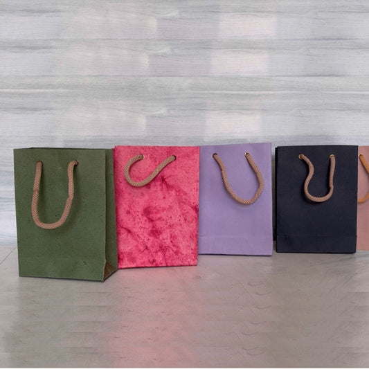 Etheric Handmade Paper Bags (Pack of 5) for Thankyou gift, wedding, birthday, corporate gifting, all occasion gift bag (size 7x5x2 in)