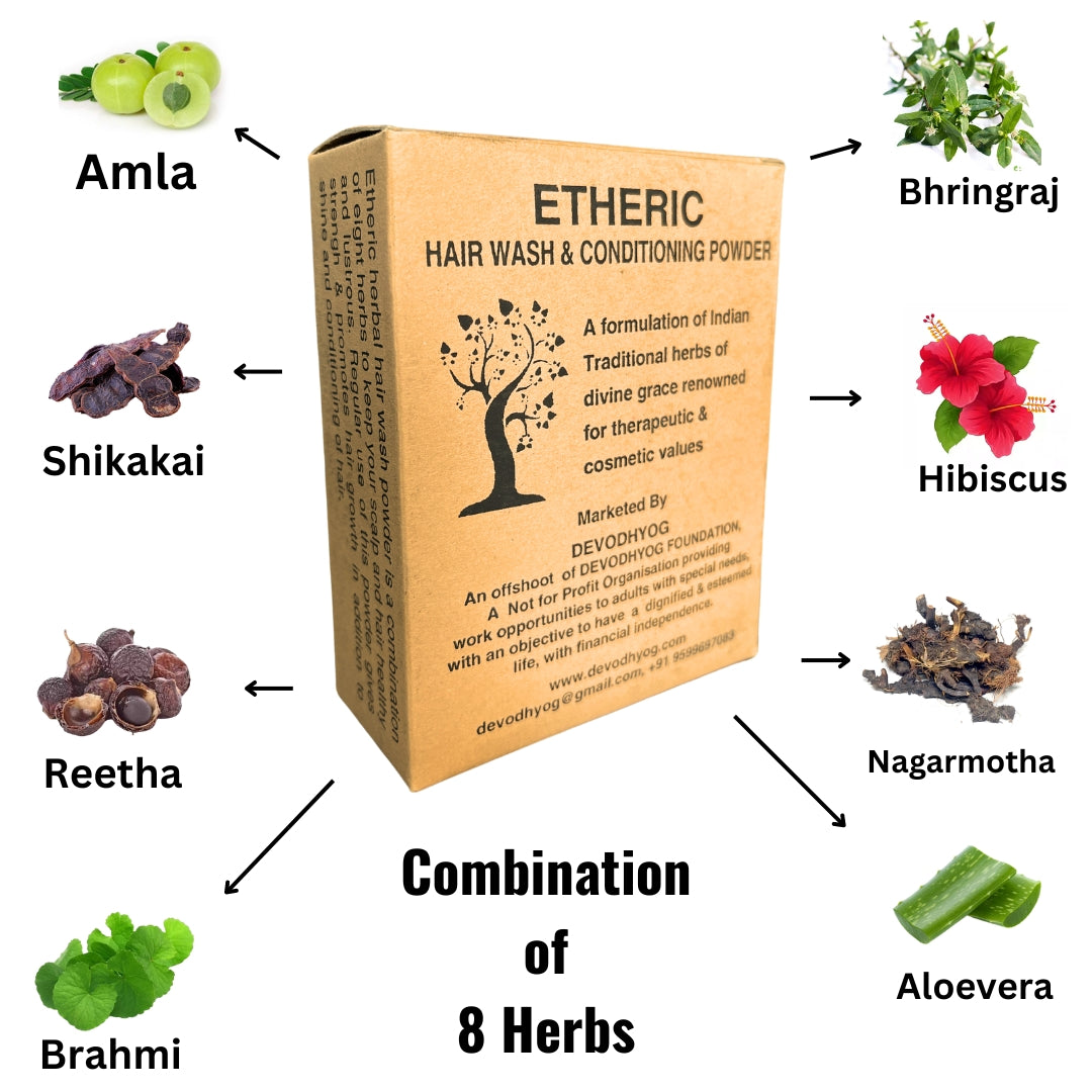 Etheric Herbal Hair Wash + Body & Face Wash Powder Combo (75+100 gm)