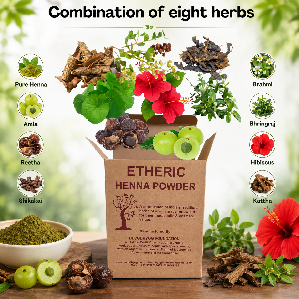Etheric Organic Herbal Henna Powder – Natural Hair Color & Conditioning Treatment