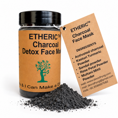 ETHERIC Activated Charcoal Detox Face Mask Powder – For Acne, Blackheads & Pore Cleansing