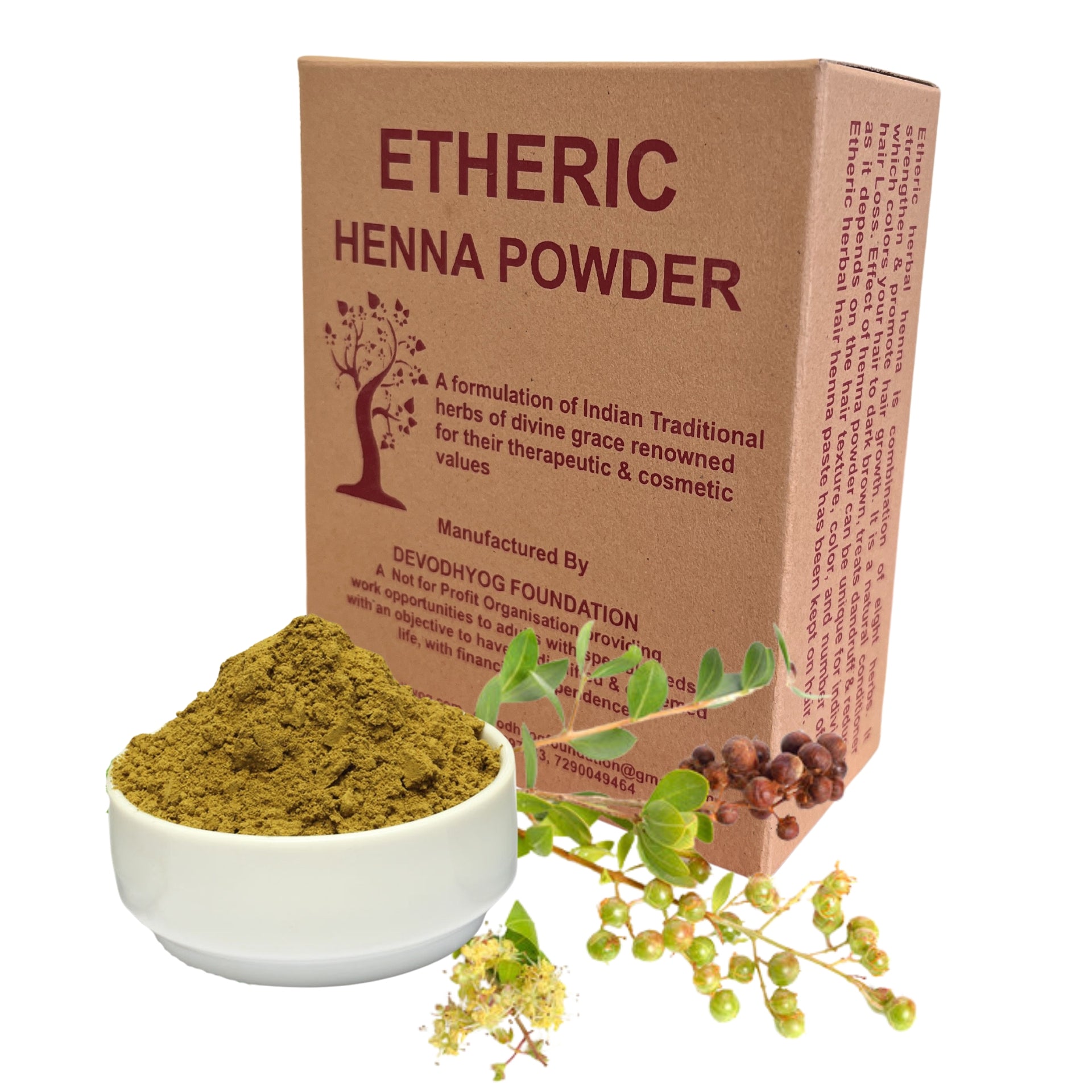 Etheric Organic Herbal Henna Powder (200 gm) Enriched With Precious Herbals For Hair Growth, Colour & Conditioning