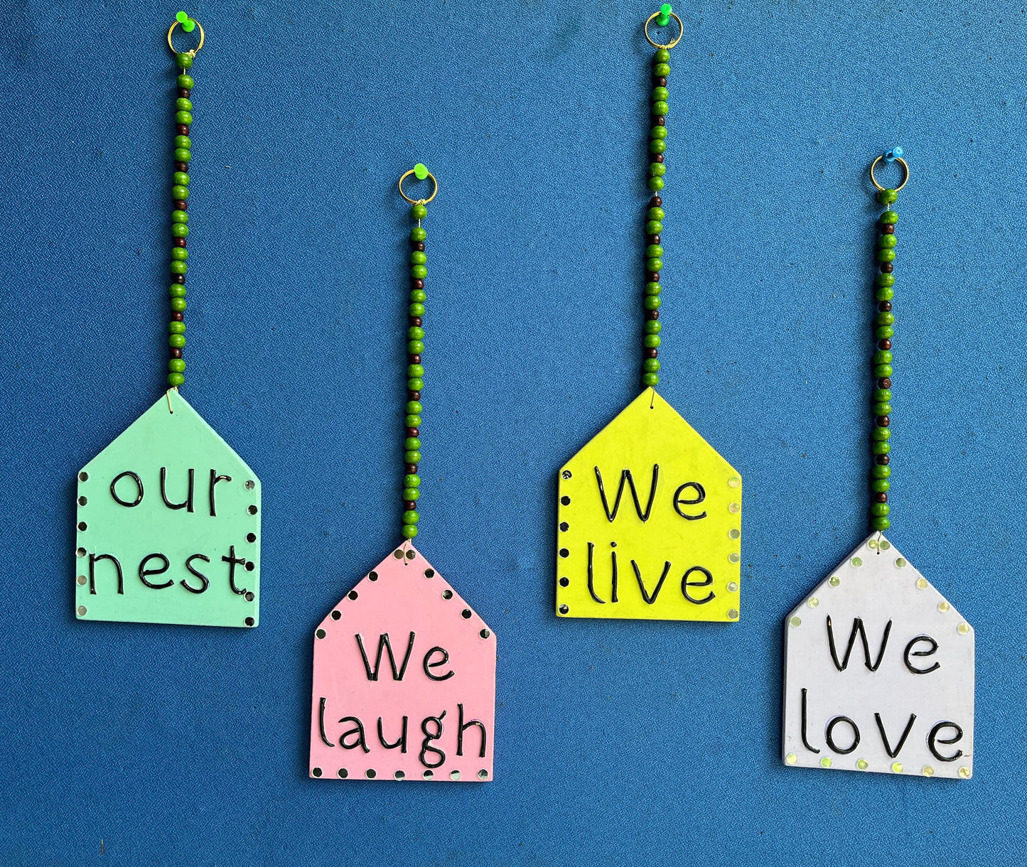 Etheric Art's decorative Lippon Wall Hangings (set of four) for living room / Bedroom / Entrance (Size 4.5X8 Inch)