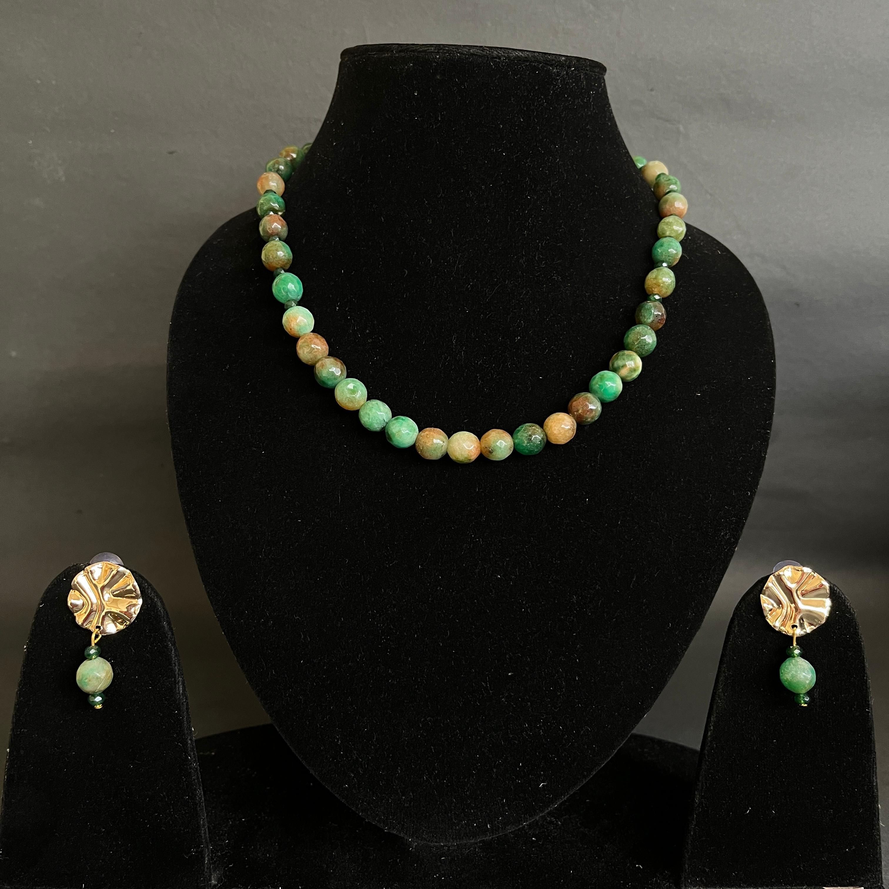 Gemstone and Pearl Necklace with Earring by Etheric Jewels (Free Shipping)