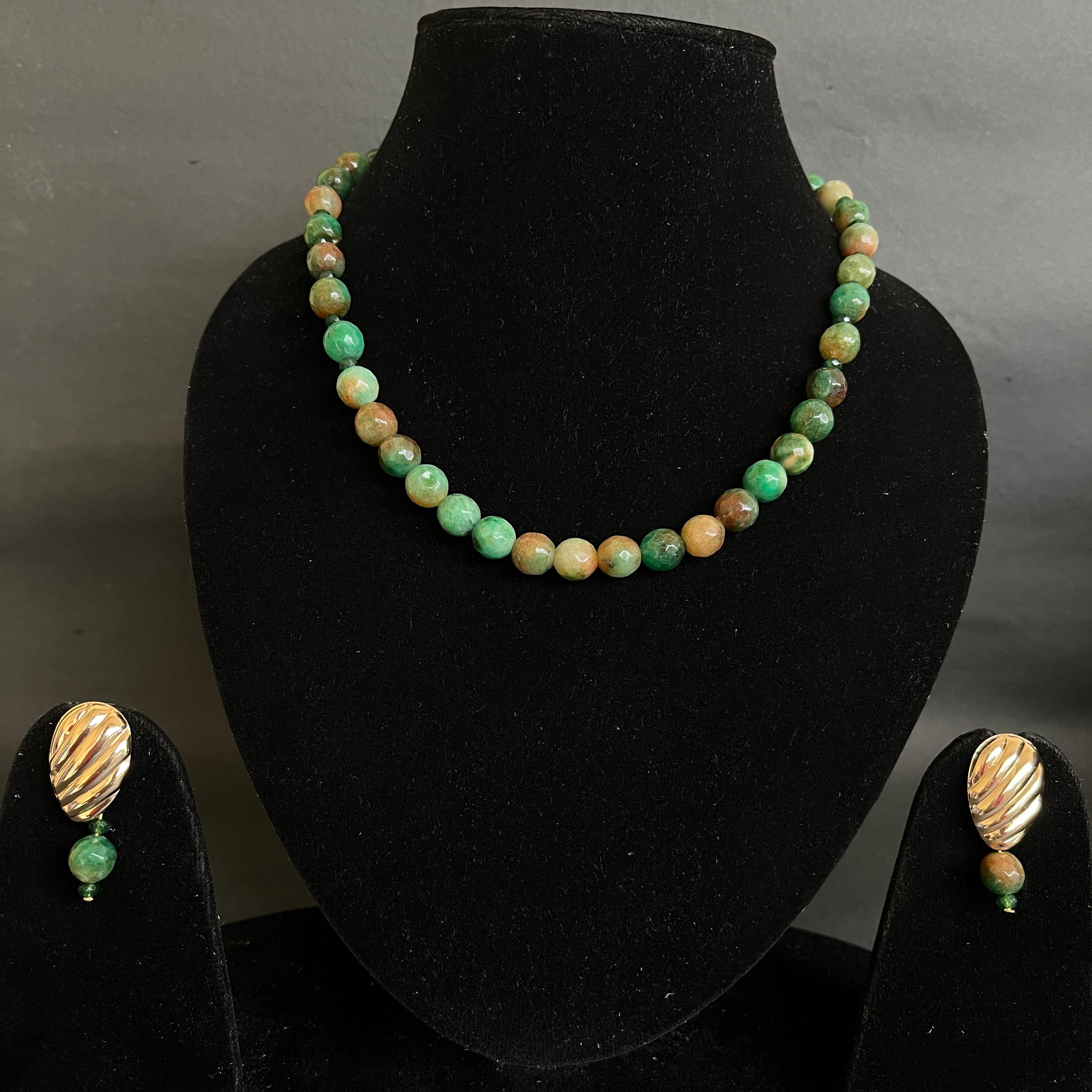 Gemstone and Pearl Necklace with Earring by Etheric Jewels (Free Shipping)