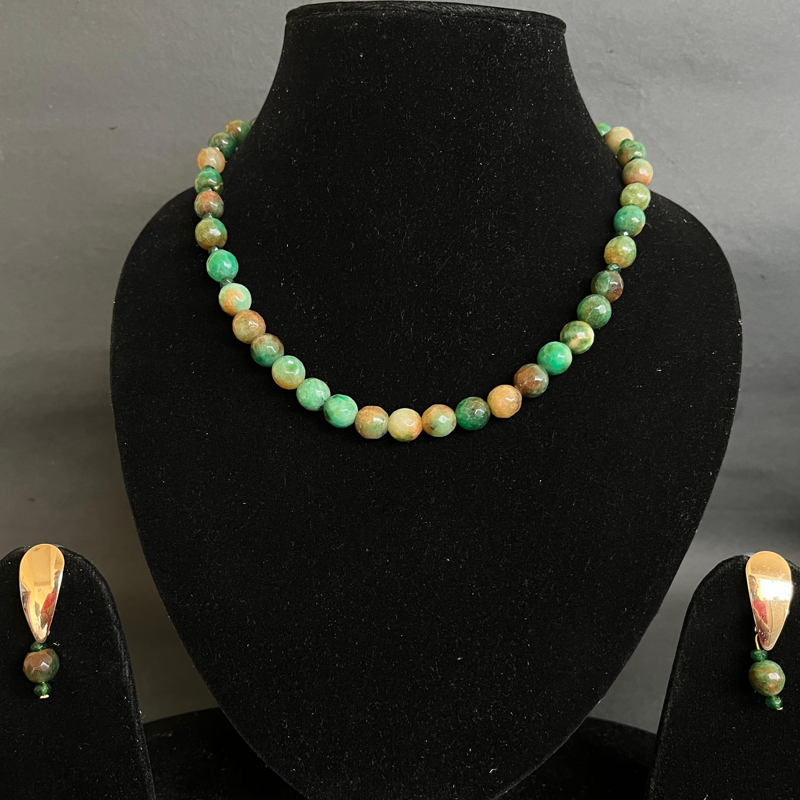 Gemstone and Pearl Necklace with Earring by Etheric Jewels (Free Shipping)