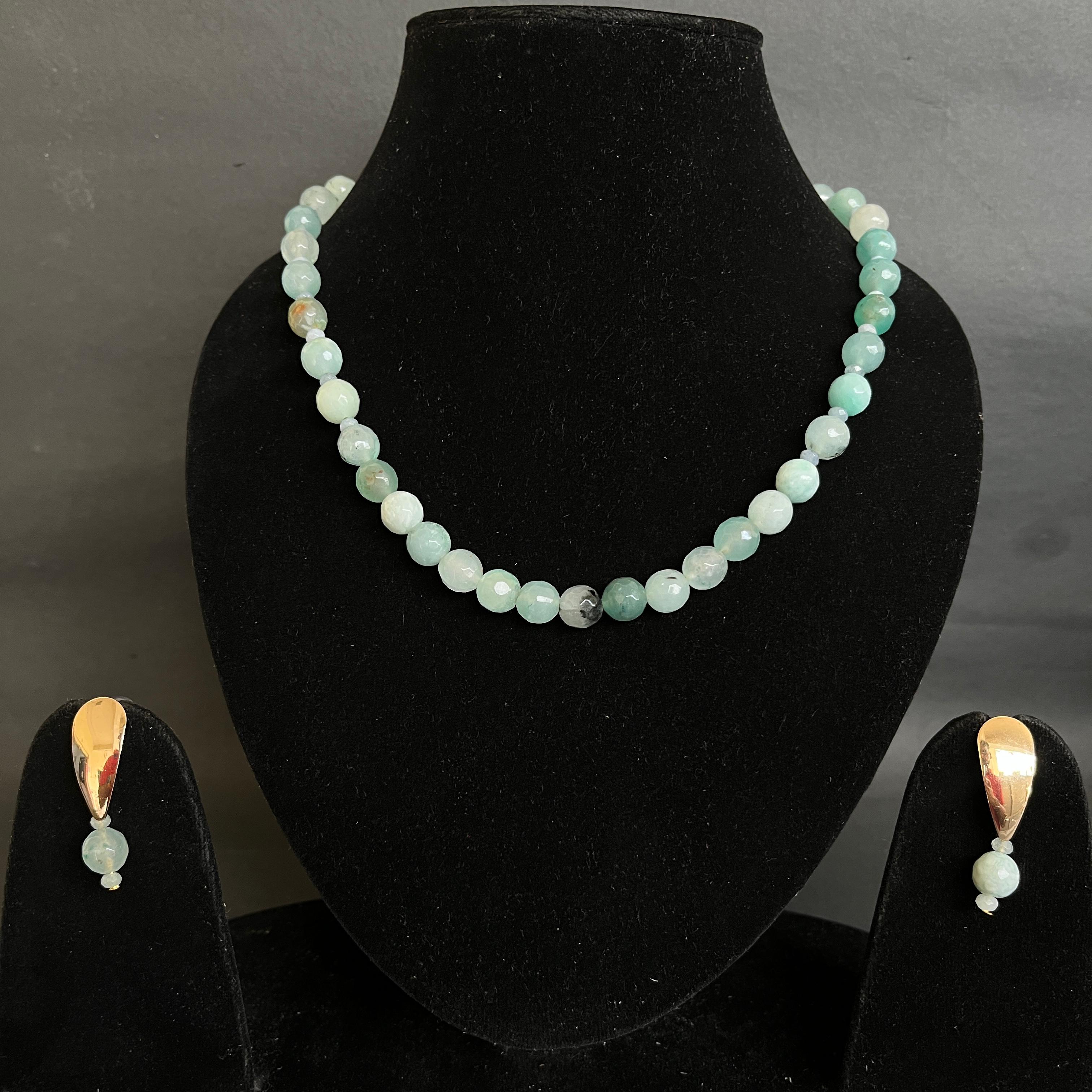 Gemstone and Pearl Necklace with Earring by Etheric Jewels (Free Shipping)
