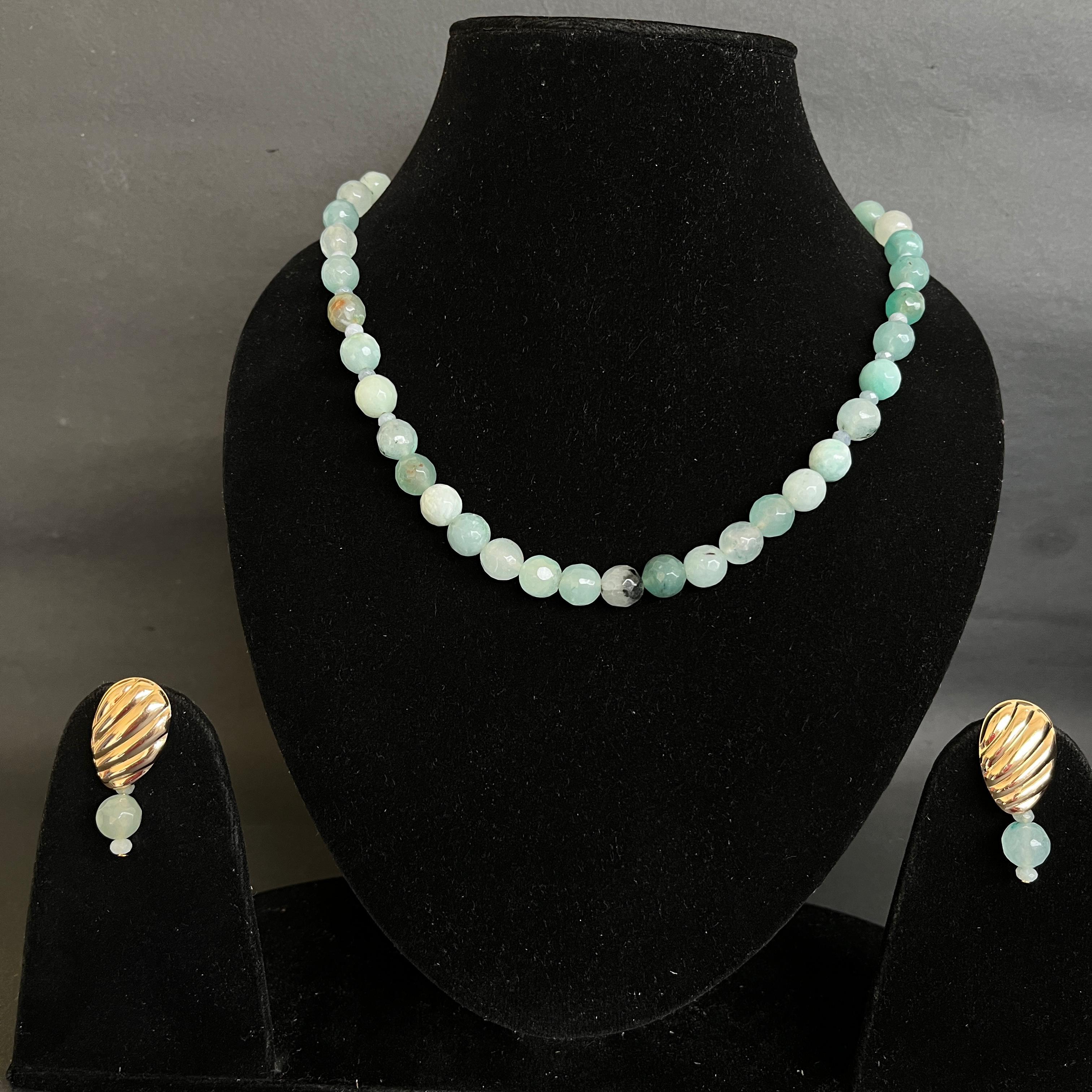 Gemstone and Pearl Necklace with Earring by Etheric Jewels (Free Shipping)