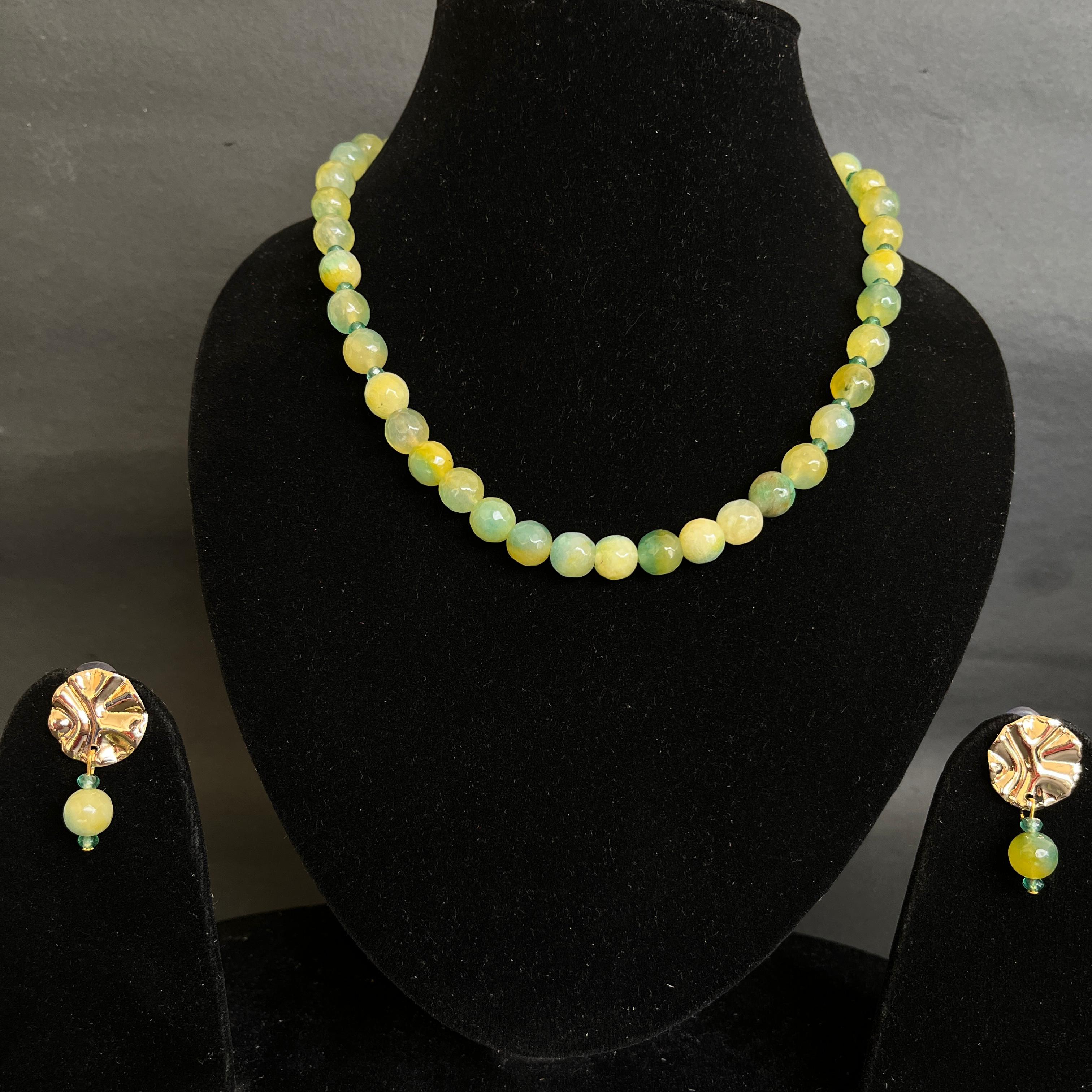 Gemstone and Pearl Necklace with Earring by Etheric Jewels (Free Shipping)