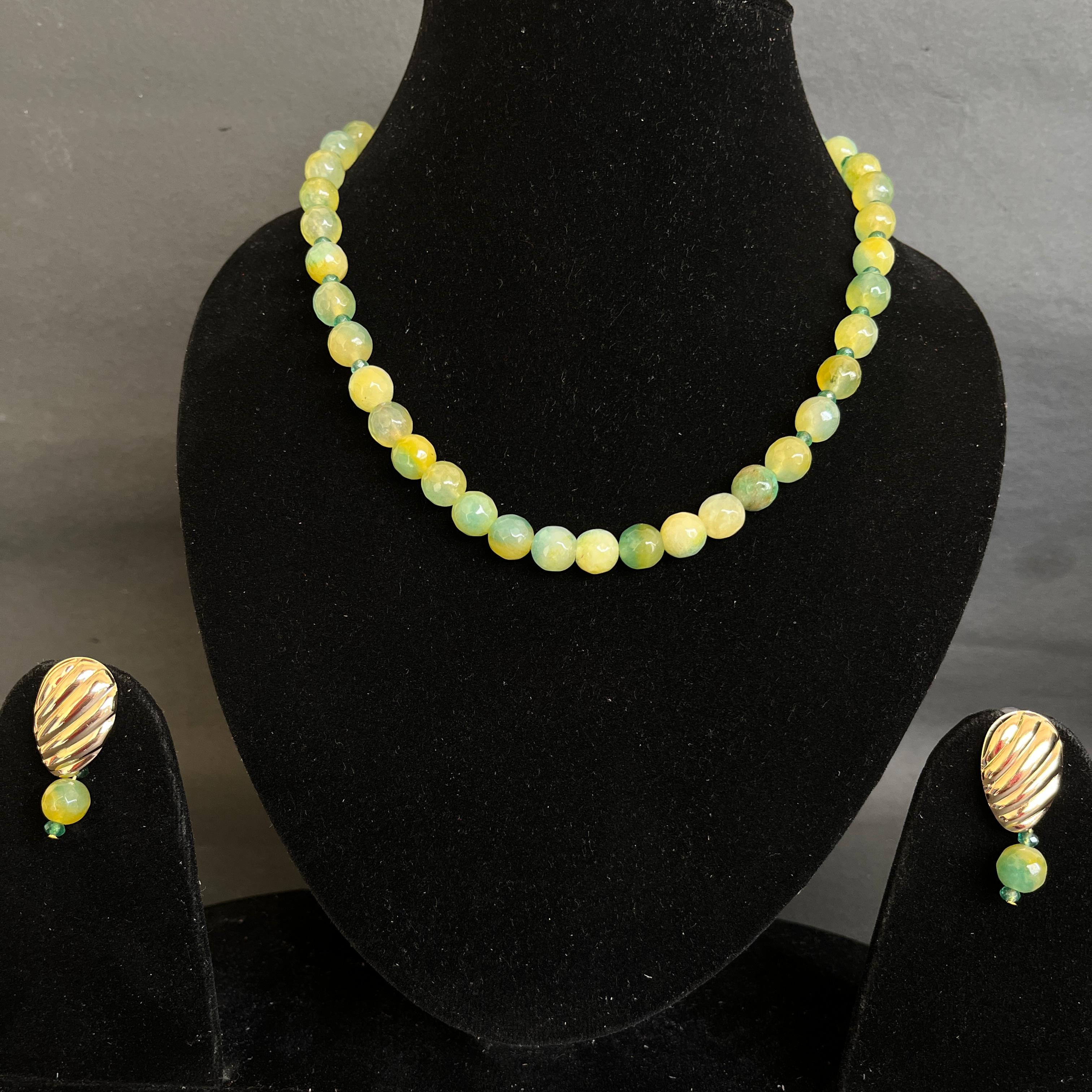 Gemstone and Pearl Necklace with Earring by Etheric Jewels (Free Shipping)