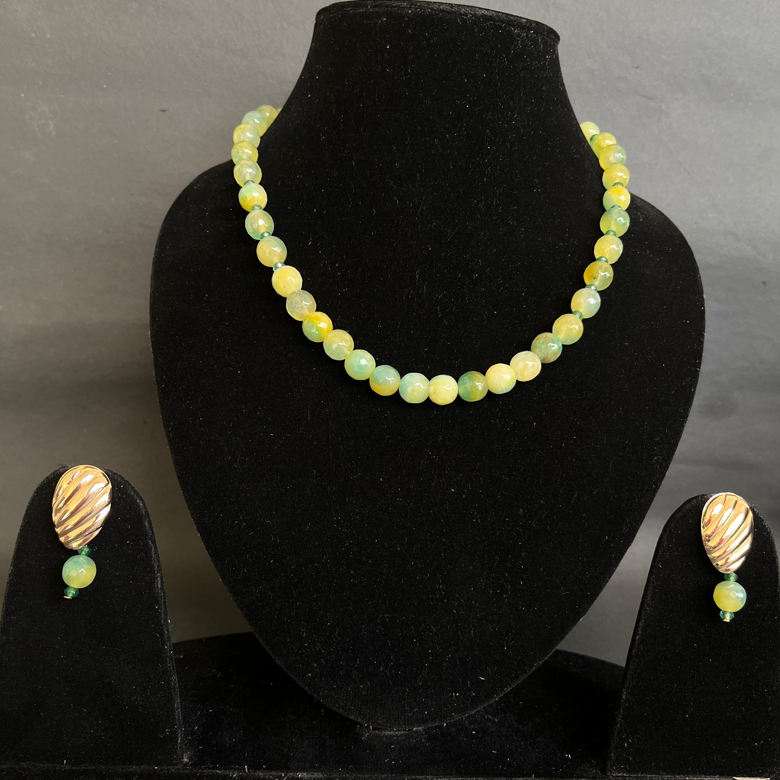Gemstone and Pearl Necklace with Earring by Etheric Jewels (Free Shipping)
