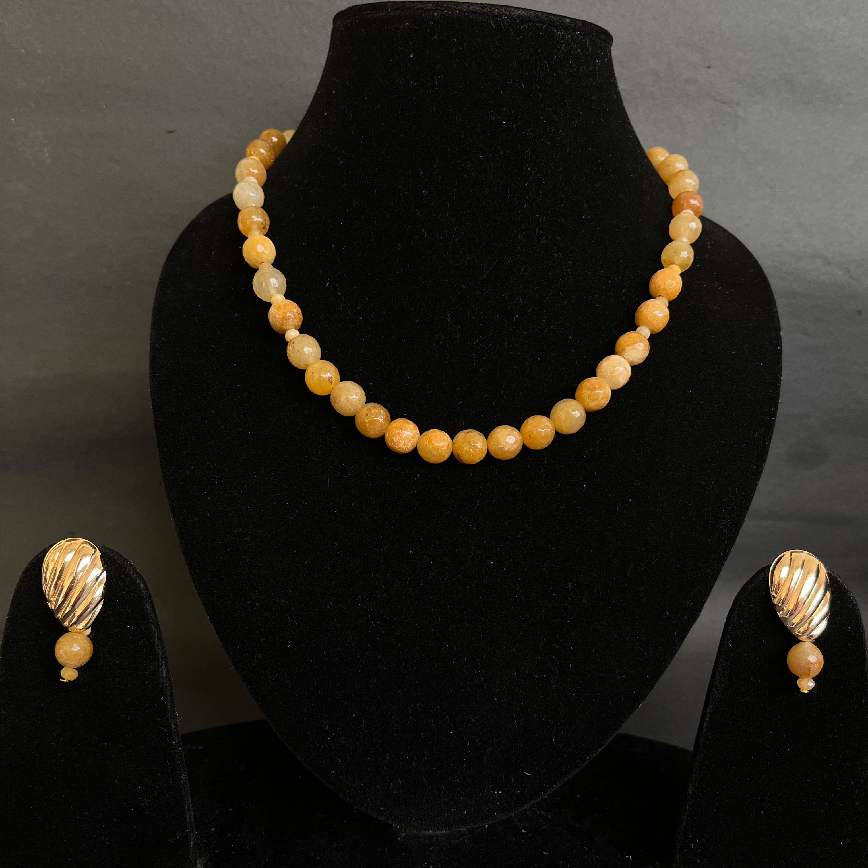 Gemstone and Pearl Necklace with Earring by Etheric Jewels (Free Shipping)