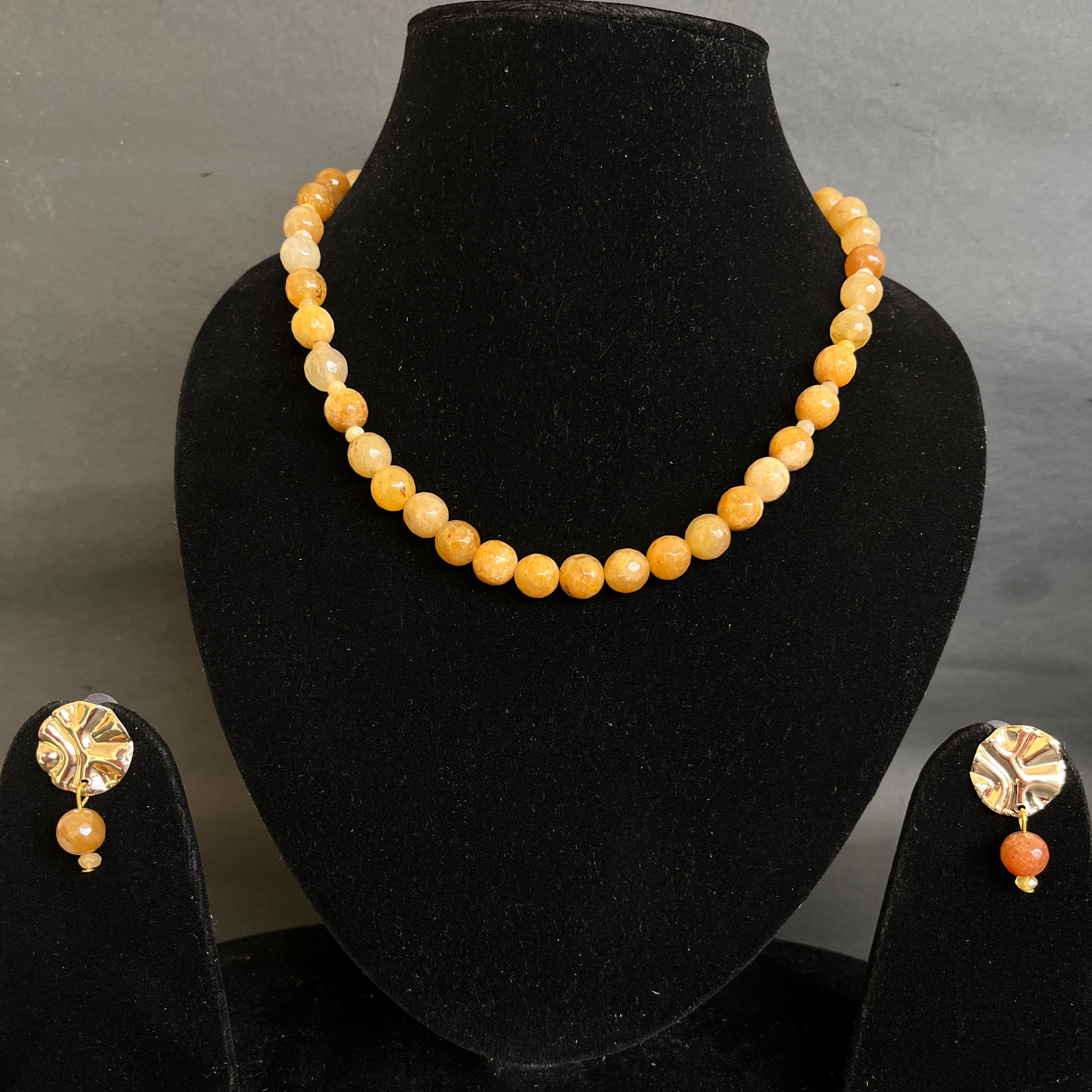 Gemstone and Pearl Necklace with Earring by Etheric Jewels (Free Shipping)